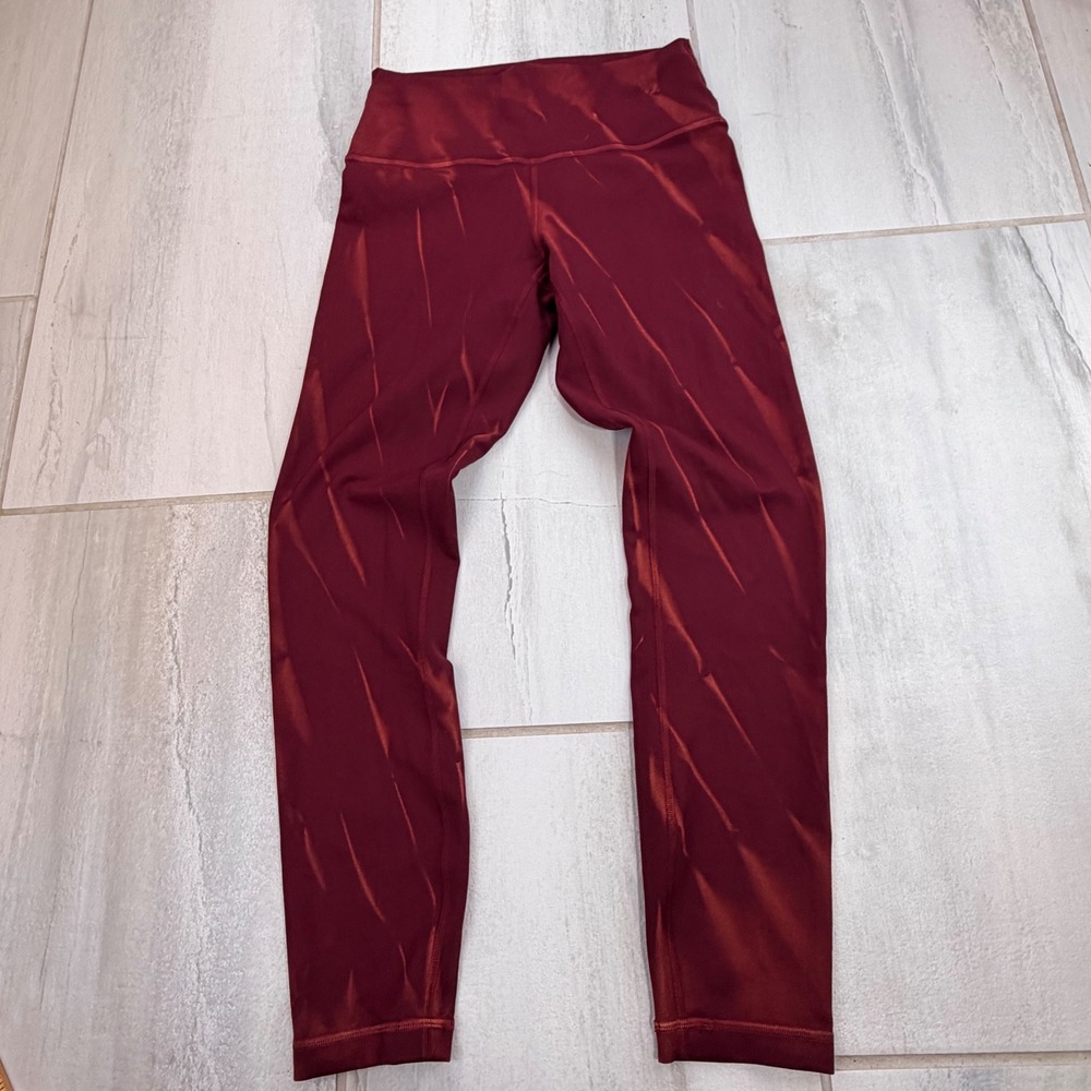 Lululemon Wunder Train High Rise 25 Burgundy Sun Bleached Leggings Size 6